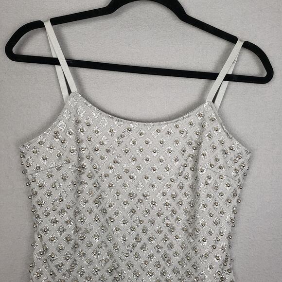 Lascana For Venus Sz L Silver Sparkle Bodycon Mini Dress Bling Sequin NYE Party - Picture 3 of 11